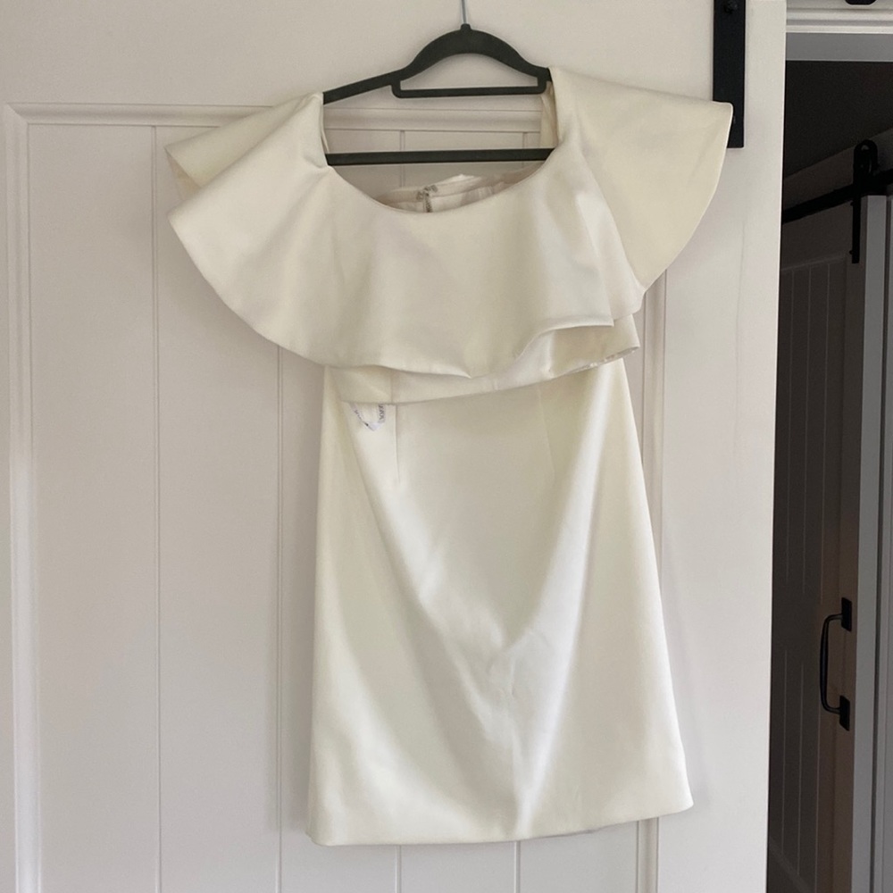 Jovani Top and Skirt, White Ruffle Bodycon, Size 4